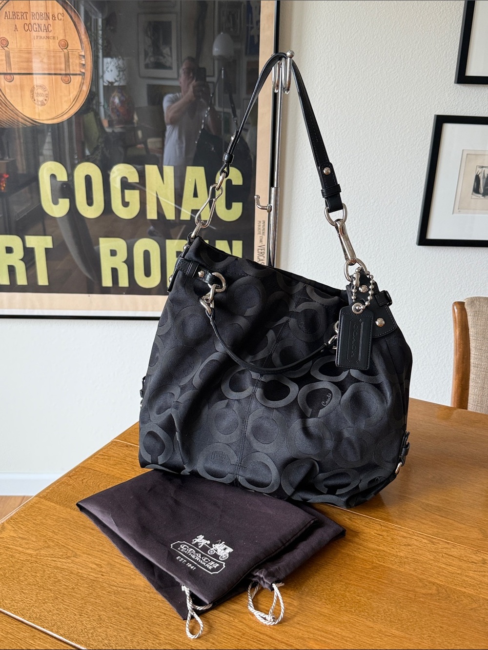 Coach Brooke F17183 Black Signature Sateen Shoulder Bag